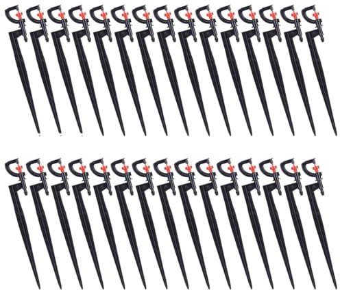 Tesmotor Irrigation Drippers, 30Pcs G‑Type 360 Degree Rotation Sprinkler with 12 Arrow Stake, Garden Watering Spray Nozzle for (4-7mm) Watering System
