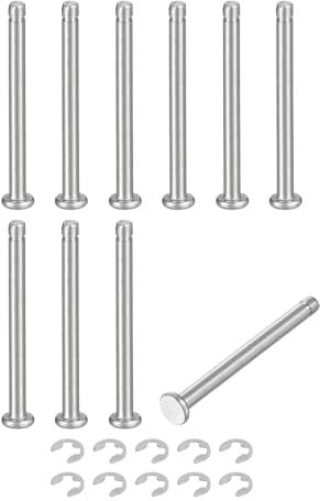 sourcing map 10Set M3x35mm 304 Stainless Steel Cylindrical Shaft Snap Ring Locating Pin, Flat Head Grooved Hinge Cylinder Position Pin with E Clip Retaining Ring, Silver