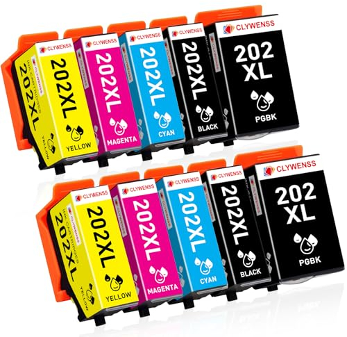 Clywenss 10-Pack 202XL Druckerpatronen Kompatibel für Epson 202 XL Multipack Patronen für Expression Premium XP-6000 XP-6100 XP-6105 XP-6005 XP6000 XP6100 XP6105 XP6005 XP6001 XP-6001 Tintepatronen