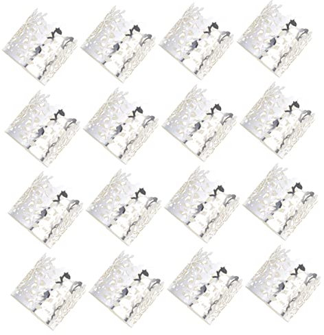 Alipis 50 Stück Hohle Serviettenringe Papierservietten Dekor Serviettenringe Seidenpapier Dekor Papier Tissue Ringe Hohle Servietten Dekor Silberner Serviettenring Dekorativer