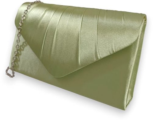 fi9® Bolso de mano de satén para mujer, para fiesta de graduación, novia, noche, bolso de mano, verde salvia, medium