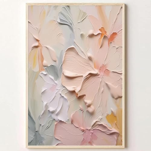 Große abstrakte Blumen-Wandkunst, moderne abstrakte Malerei, bunte strukturierte Bilder, Leinwand, rosa blaue Blume, Wandkunst, strukturierte Blumenmalerei, abstrakte Blüte, Blumendruck, Bilder, 40,6