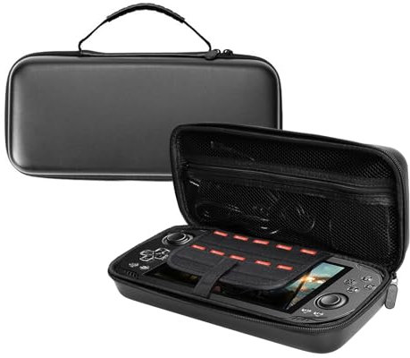 Hesupy Travel Storage Case for Ayn Odin 2 Mini, Carrying Bag for Odin2 Mini Handheld Game Console PU Protective Cover EVA Hard Case Portable Organizer Protection Accessories