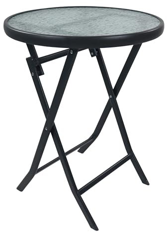 VCM Gartentisch klappbar | Balkontisch rund | Maße ca. H. 70 x B. 55 x T. 55 cm | Klapptisch | Balkontisch Gartenmöbel – Sonlas 55 cm Ø