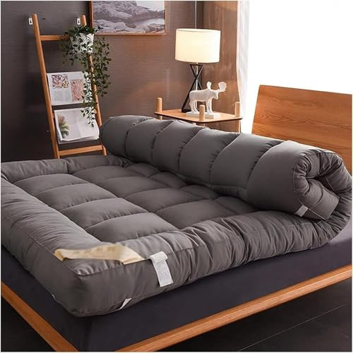 Wangzhihua Futon-Matratze, Japanische Dicke Tatami-Matratze, Rutschfest Und Atmungsaktiv, Für Den Schlafsaal Zu Hause (80 x 190 cm), Grau, Mittel, Faltbar, Doppel