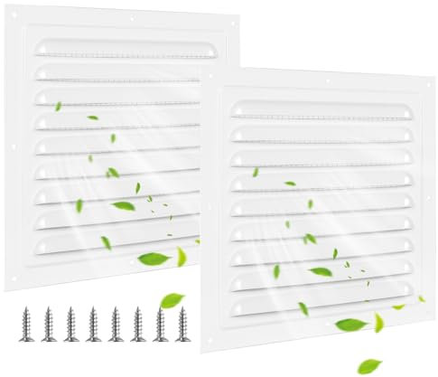 2 Stück Lüftungsgitter, Quadratisches Lüftungsgitter aus Aluminium, Abluftgitter für Kamin Belüftung mit Insektenschutzgitter für Küchen- und Badezimmerdecken 200 x 200mm