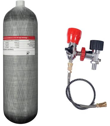 TUDIVING - Réservoir haute pression avec cylindre en fibre de carbone de 4,7 l et 4500 PSI, cylindre de plongée de 286 pouces cube avec valve DIN, adaptateur de plongée, station de remplissage,
