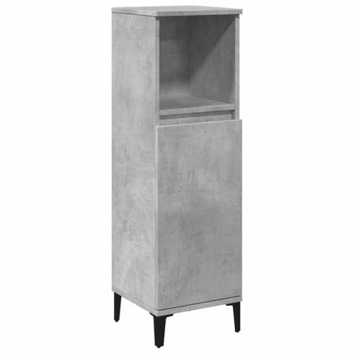 vidaXL Badschrank Betongrau 30x30x100 cm Holzwerkstoff, Badezimmerschrank, Badezimmer Schrank, Hochschrank Bad, Bad Schrank, Toilettenschrank