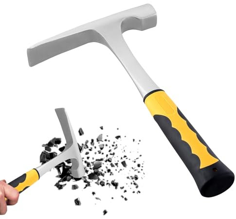 SOUJAP 24oz Brick Hammer, Carbon Steel Geological Hammer with Skid Handle, Rock Pick Hammer for Fossil, Prospecting, Bricklaying