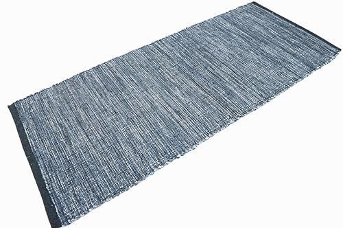 Casa Service Reno Teppich aus Baumwolle, waschbar, für Badezimmer, Küche, rutschfest, maschinenwaschbar (Grey, 50x120 cm)