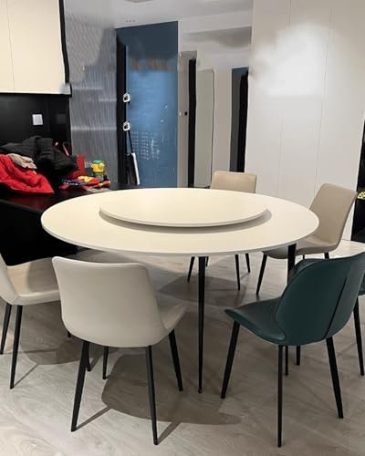 ENHEN Klapptisch Rund Robuster, Runder Drehtisch – für Drinnen und Draußen, Kommerzielle, Dicke Tischplatten für Bistrorestaurants, für Flohmärkte(140cm/55inch+90cm)