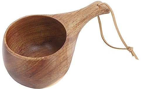 Taza De Madera De 220 Ml, Estilo NóRdico, Hecha A Mano, Taza De Madera Finlandesa Kuksa, Taza PortáTil Adecuada Para Café, Té, Leche, Senderismo, Camping, Cocina Al Aire Libre (Mango fino)