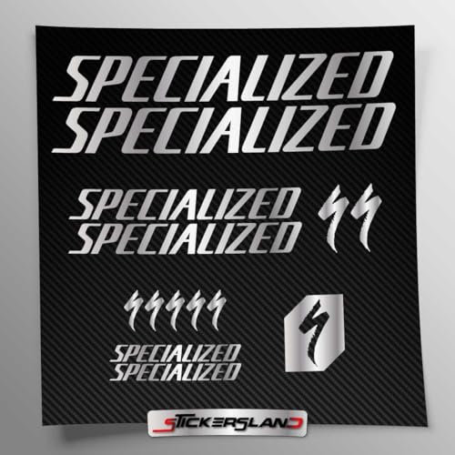 Stickersland® Aufkleber-Set kompatibel mit Rahmen MTB Mountainbike und Helm | Decals Aufkleber für Fahrrad Schriftzug Logos | Stickersland® (Silber glänzend metallisch)