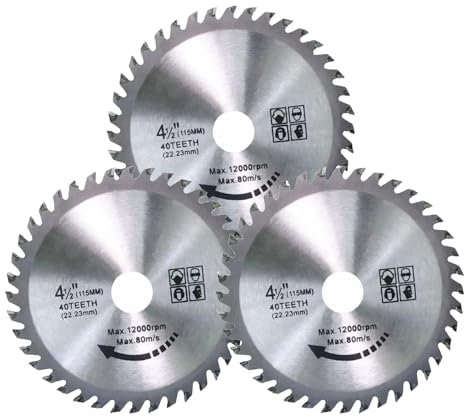 GIONAR 115mm Carbide Saw Blade, 4.5 Angle Grinder Circular Saw Blade, 40 Teeth for Woodworking, Cutting Disc for Wood, Plastic, Alloy, Carbide Finishing Saws Blade, Angle Grinder Wood Cutting Discs