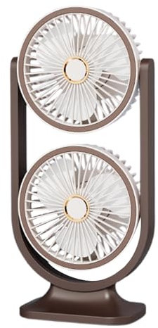 Ventilateur de table - barre de chargement USB en plastique, double tête silencieuse | Ventilateur de bureau portable avec inclination réglable, solide circulation de l'air pour voyages, chambre, salo