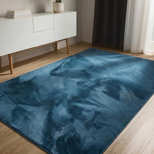 benuta Basic Kunstfaser Fellteppich Furry - Türkis 230x330 cm - Weicher Wohnzimmerteppich - Anti-Rutsch-Rückseite - Waschbar - Für Fußbodenheizung geeignet