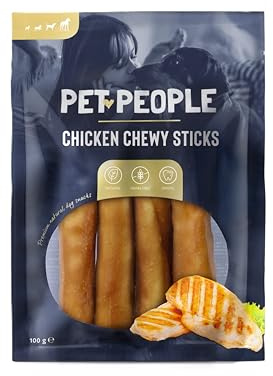 Pet People Chicken Chewy Sticks 100g, Natural, Grain Free, High Protein, Dental Care, Dog Snacks - 8pc, 80g (1 Bag)