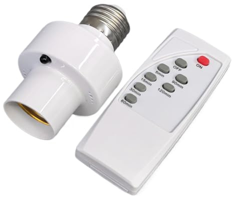 Buje de bombilla con control remoto – Casquillo de bombilla E27, soporte de lámpara con temporizador inalámbrico para techo, armario, garaje, dormitorio, salón de estar y uso doméstico