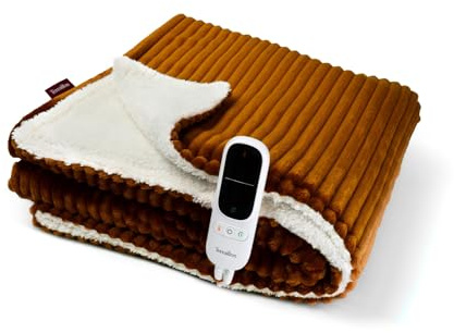 Terraillon Koomy Heizdecke, Sherpa, 180 x 130 cm | Automatische Abschaltung, 9 Temperatureinstellungen, Wärme für 9 Stunden, maschinenwaschbar, 180 x 130 cm, Sherpa und Flanell