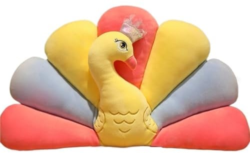 Pfau Kuscheltier, Kuschelig Plüsch Vogel Spielzeug Weich Stofftier Pfauen Ausgebreitetem Schwanz Plüschtier Dekoration Zuhause Puppen(Yellow,68cm/26.8in)