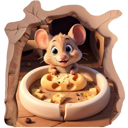 Sticker Mural Souris - Autocollant décoratif à et à coller, illustration mignonne fromage souris, casier artistique, ornement créatif avec des surfaces lisses | et