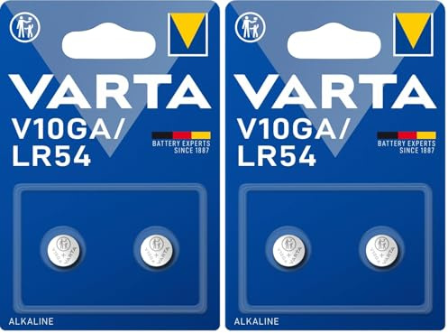 VARTA Piles Bouton V10GA/LR54 alcalines, Lot de 4, Alkaline Special, 1,5V, pour Jouets, calculatrices, Instruments de Mesure, compactes, Longue durée de Vie, Hautes Performances