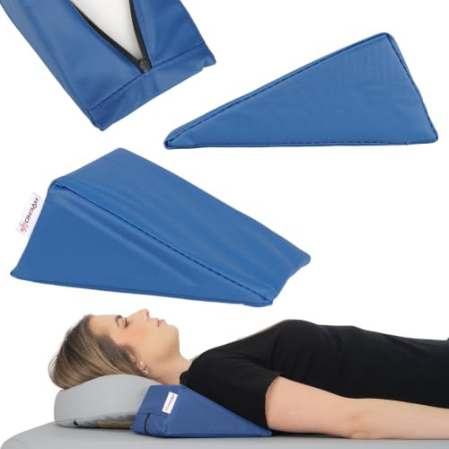 HABYS Lagerungskeil 20x15x10 cm (Blau) | Lagerungsmaterial Physio Kissen für Therapie, Massage, Physiotherapie, PVC-Polsterung, Hochelastischer Schaumstoff