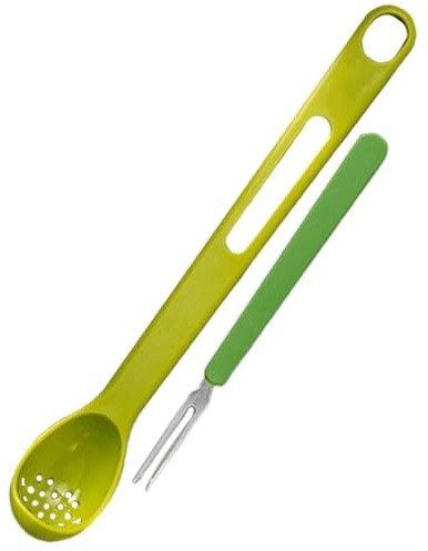 Olive Spoon,Two-in-one Olives Spoon with Pickle Picker,Plastic Pickle Fork,Durable Multifunctional Kitchen Tool for Olives, Onions, Fruits, Canned Foods (Green)