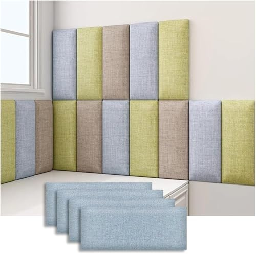 XIEHEMAO Lot de 4 Panneaux muraux rembourrés Doux 3D, Coussinets muraux Autocollants Anti-Collision, tête de lit Murale Amovible for décoration de Chambre d'enfant(Blue)