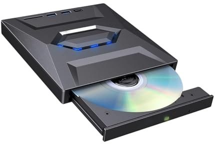 JIABAOZ Lettore Blu-ray Esterno 7 in 1, Lettore/Masterizzatore DVD/CD USB 3.0, Porta USB-C, Lettore di Schede SD/TF, Portatile