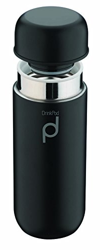 DrinkPod Vacuum Insulated Flask, Stainless Steel, Black, 200ml