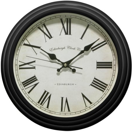 Premier Housewares Wall Clocks Clocks For Kitchen Living Room Office Clock Wall Clock Kitchen Wall Clock Living Room 33.5 Cm X 33.5 Cm X 8 Cm, Black