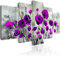 B&D XXL - Quadro Fiori Papaveri 200x100 cm 5 Pezzi - Stampa su Tela in TNT Tessuta XXL Grande - Quadri Moderni Componibili Camera da Letto Matrimoniale - Stampe da Parete Arte - Fiore Papavero grigio