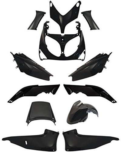 one by camamoto kit set carene complete plastiche compatibile con (cod 77380003 complete in abs 12 pezzi colore nero lucido compatibile con yamaha t-max 500 anno dal 2001 al 2007)