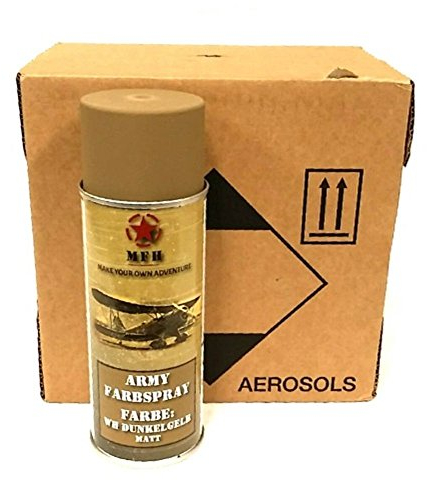 6 DS BW Army Farbspraydosen Sprüh Armeelack a. 400ml 12,98 ?/Liter gelb matt