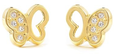 Damen & Kinder Schmetterling Ohrstecker - Gelbgold 9 Karat (375) - Geschenkbox - Garantiezertifikat