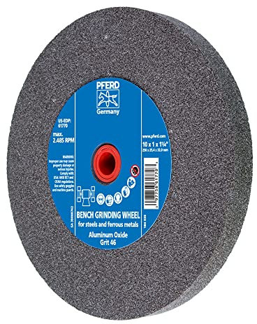 Pferd 61770 Bench Schleifscheibe, Aluminiumoxid, 25,4 cm Durchmesser, 2,5 cm Dick, 1–1/10,2 cm Arbor Loch, 46 Grit, 1835 Maximale U/min