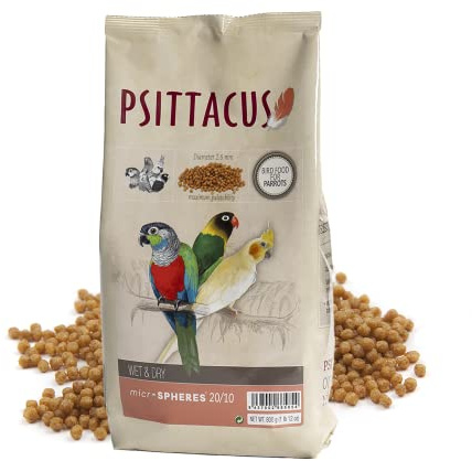 Psittacus Microspheres 20/10 800 g - Micro-Extrusionado para Ensaladas | Micro-extrusionado que se hidrata en 10-15 minutos con agua fría para enriquecer ensaladas de fruta y verdura.
