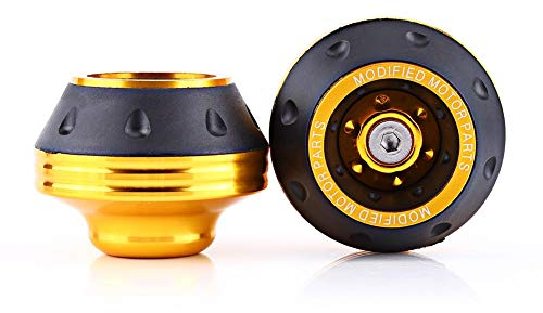 CNC anteriore forcella telaio cursori ruota crash protector alluminio forcella ruota telaio cursori crash pad moto caduta protezione scooter ciclomotore(Gold)