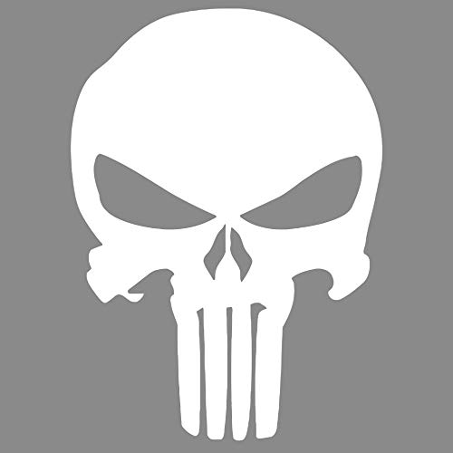 WANDKIND Punisher Aufkleber Auto Sticker Autosticker Autoaufkleber Decal War Zone Totenkopf Skull (20 x 28 cm, Weiss)