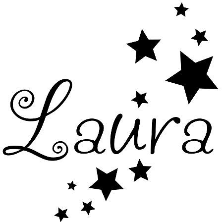 timalo® Wandtattoo mit Namen und Sternen für Kinder – personalisierbar für Jungen und Mädchen | 73077-schwarz-29cm-10sterne