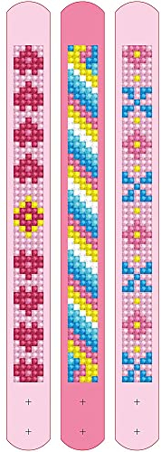 DIAMOND DOTZ DTZ11.008 - Original Diamond Painting Dotzies Armbänder Set Pink mit 3 glitzernden Bracelets ca. 21 x 2 cm, DIY Diamant Komplettset für Kinder ab 8 Jahren, Extra funkelnd