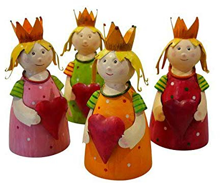 Hochwertige Zaunhocker im Sparset – Pfostenhocker/Zaunfigur Metall – Gartendekoration Zaungucker – Deko Tierfiguren/Gartenfiguren (Prinzessinnen - 4er Set)