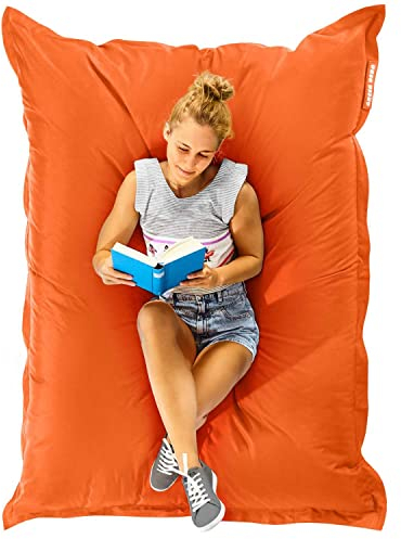 Green Bean Sitzsack XXL 140x180cm 380 Liter Kinder & Erwachsene Bean Bag EPS Perlen Füllung Riesensitzsack Groß Draußen Outdoor Liegekissen Waschbar Wetterfest Lounge Sitzkissen Bodenkissen Orange