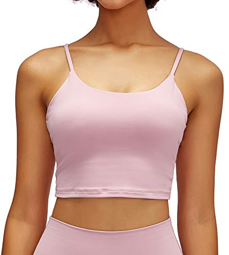 Lemedy Sport-BH, für Damen, gepolstert, Fitness, Workout, Laufshirt, Yoga, Tanktop - Pink - Medium