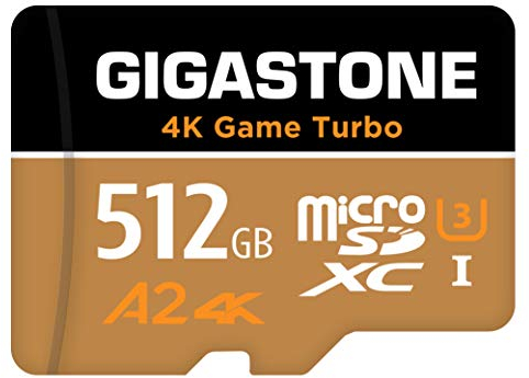 [5 Jahre kostenlose Datenwiederherstellung] GIGASTONE 512GB Micro SD Karte, 4K Game Turbo, bis zu 100/60 MB/s, für Nintendo Switch 1 Gopro DJI, A2 V30 U3 +Adapter