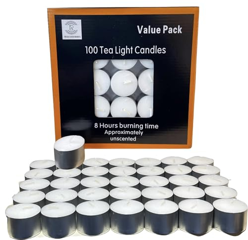 Requisite Needs Lot de 100 bougies chauffe-plat blanches non parfumées Durée de combustion 8 heures