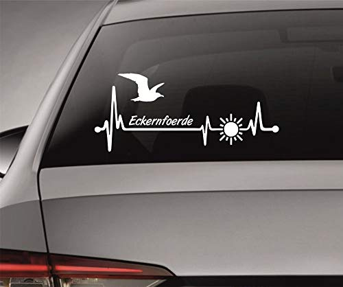 myrockshirt Herzschlag Heartbeat Eckernförde Küsten Urlaub Urlaubsgebiet ca.25cm Aufkleber Sticker Autoaufkleber Wandtattoo