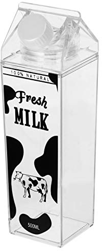 Cabilock 0.5L Cartone del Latte Bottiglia d'Acqua in Plastica Trasparente Scatola del Latte Cartone Animato Modello di Mucca Bottiglia d'Acqua Scatola di Succo di Plastica Brocca d'Acqua