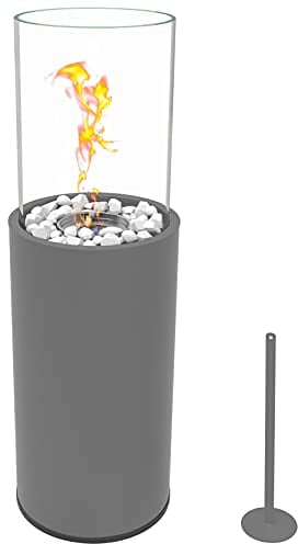 Monster24 runder freistehender Bio-Ethanol Stand-Kamin 80x26x26 cm | schönes Flammenspiel | Bioethanolkamin Outdoor Indoor | Bodenkamin | Standkamin | Terrassenkamin | EN 16647:2015 Zertifiziert